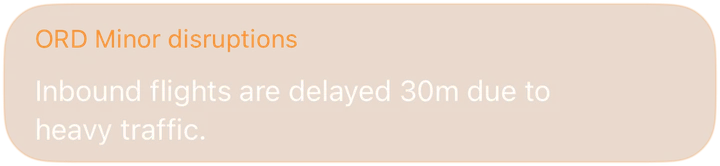 Chicago O'Hare minor disruptions: inbound flights are delayed 30 minutes due to heavy traffic